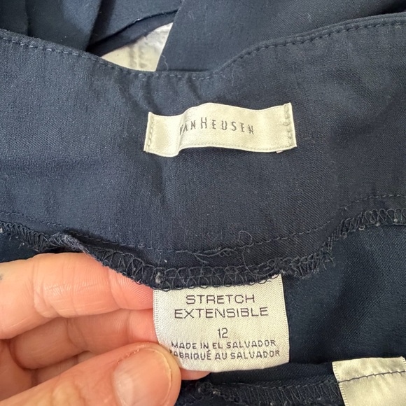 Van Heusen Navy Blue Stretchy Straight Leg Pants - Picture 2 of 5